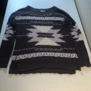 VTG Y2K Mudd Women Knit Sweater Size Medium Purple 100% Cotton Boho Southwestern